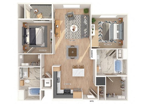 B2 Floorplan Image at Chroma Apartments in Canoga Park CA